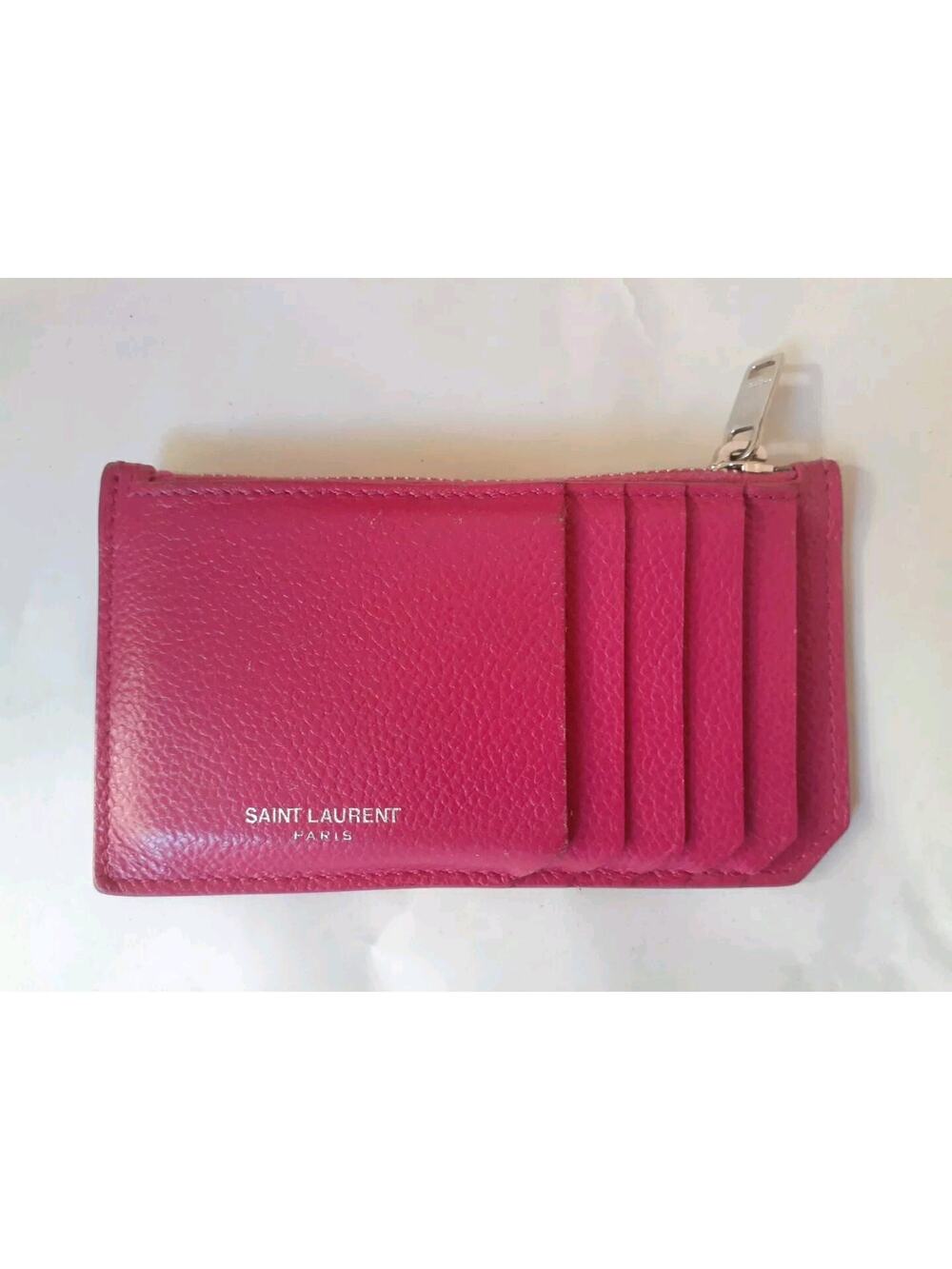 SAINT LAURENT PARIS Card Coin Case Leather Bordeaux 631992 Purse 90229886